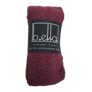 Herringbone 80% Cotton Tights Small Burgundy Wine B.ella New Pattern Cozy Warm